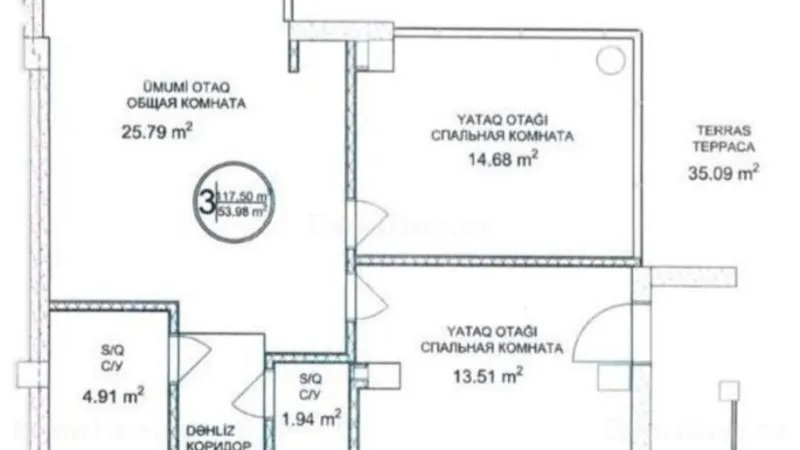Satılır 3 otaqlı Mənzil Yeni tikili 117 m² Sabunçu r. - şəkil 2