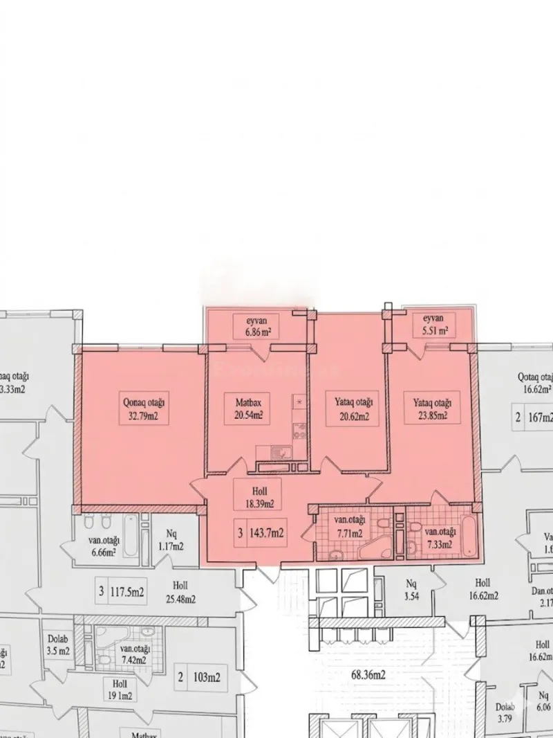Satılır 3 otaqlı Mənzil Yeni tikili 143.7 m² Nəriman Nərimanov m. - şəkil 4