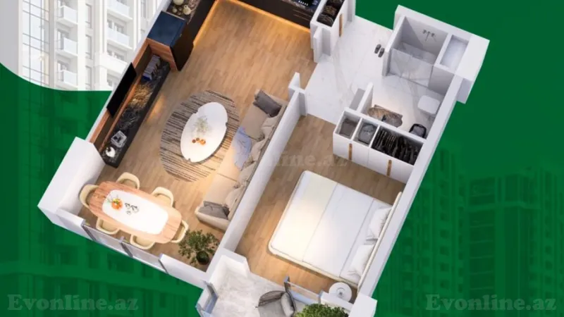 Satılır 2 otaqlı Mənzil Yeni tikili 48 m² Yasamal - şəkil 10