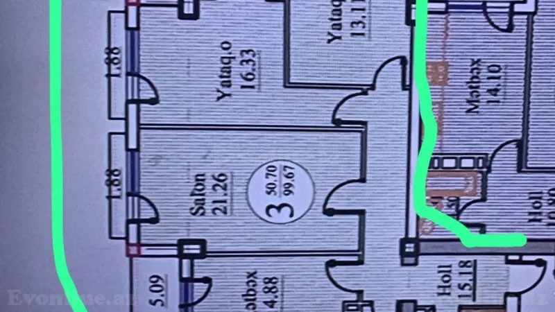 Satılır 3 otaqlı Mənzil Yeni tikili 100 m² 28 May m. - şəkil 2