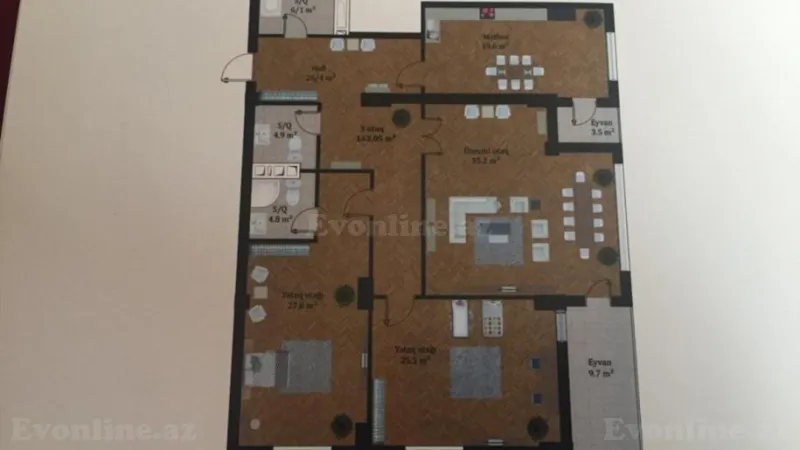 Satılır 3 otaqlı Mənzil Yeni tikili 163.3 m² Elmlər Akademiyası m. - şəkil 5