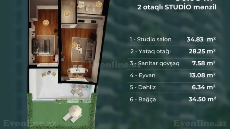 Satılır 2 otaqlı Mənzil Yeni tikili 90.8 m² Abşeron r. - şəkil 11