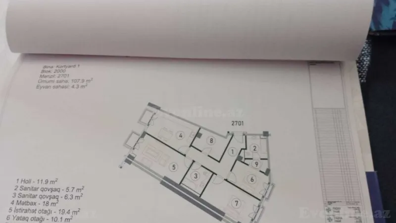 Satılır 3 otaqlı Mənzil Yeni tikili 112 m² Xətai r. - şəkil 2