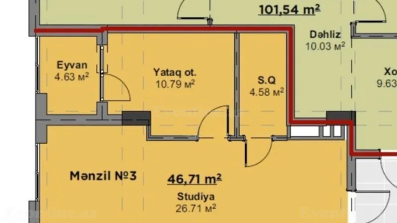 Satılır 2 otaqlı Mənzil Yeni tikili 50 m² Nizami m. - şəkil 4