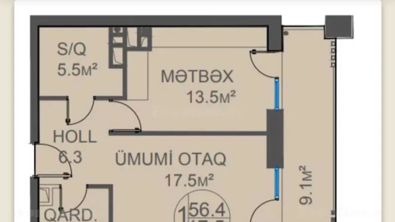 Satılır 2 otaqlı Mənzil Yeni tikili 56 m² Nərimanov r. - şəkil 4