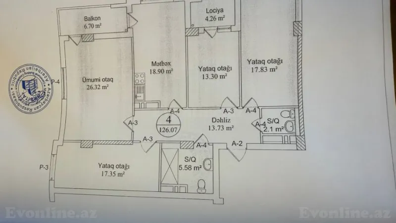 Satılır 4 otaqlı Mənzil Yeni tikili 127 m² Qara Qarayev m. - şəkil 2