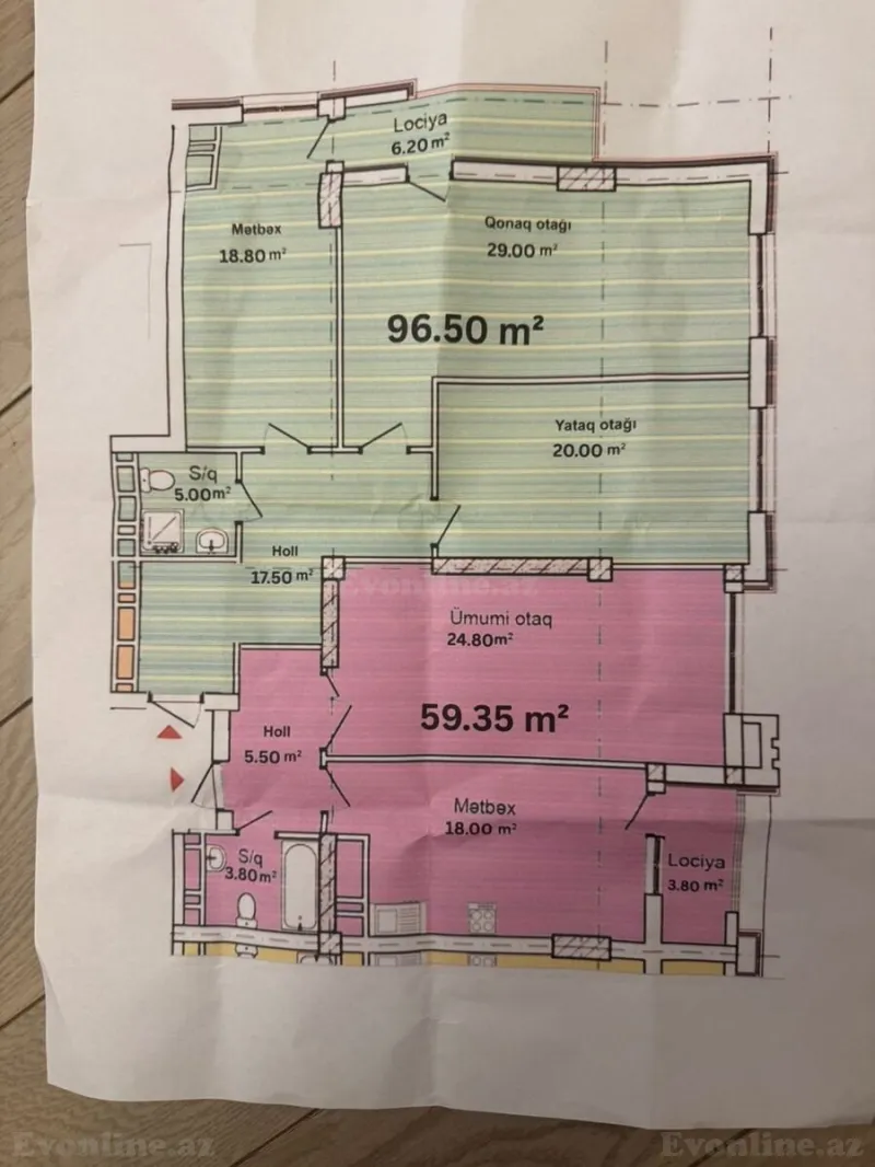 Satılır 2 otaqlı Mənzil Yeni tikili 59.3 m² Azadlıq prospekti m. - şəkil 4
