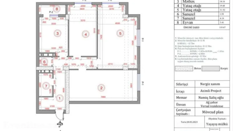 Satılır 3 otaqlı Mənzil Yeni tikili 139 m² 28 May m. - şəkil 2