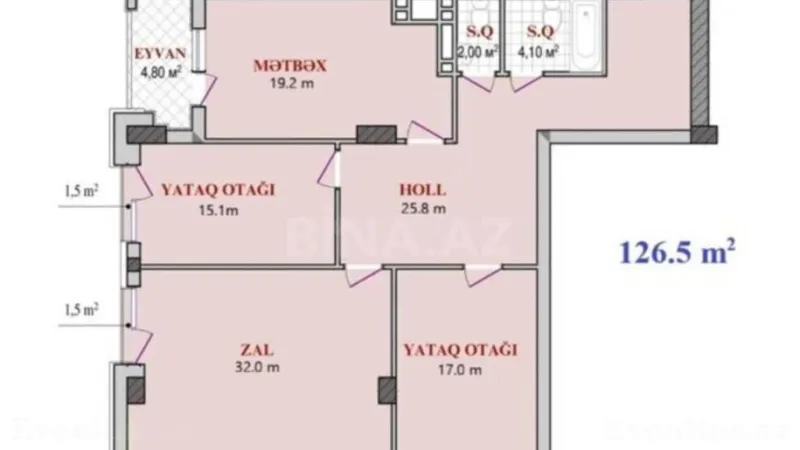 Satılır 3 otaqlı Mənzil Yeni tikili 126 m² Nəsimi r. - şəkil 6