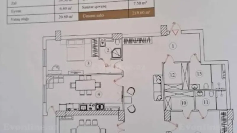 Satılır 4 otaqlı Mənzil Yeni tikili 219 m² Nəriman Nərimanov m. - şəkil 5