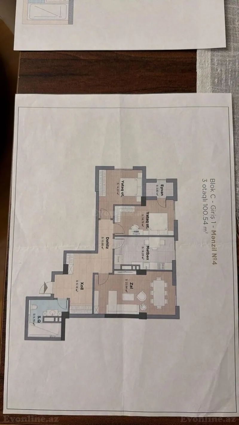 Satılır 3 otaqlı Mənzil Yeni tikili 101.5 m² Nizami m. - şəkil 3