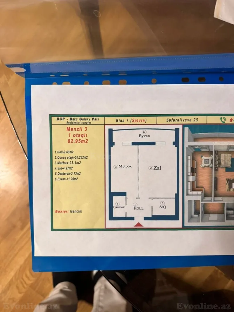 Satılır 2 otaqlı Mənzil Yeni tikili 83 m² 28 May m. - şəkil 3