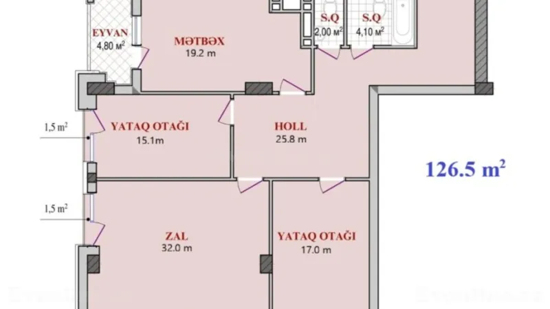 Satılır 3 otaqlı Mənzil Yeni tikili 126.5 m² Gənclik m. - şəkil 3