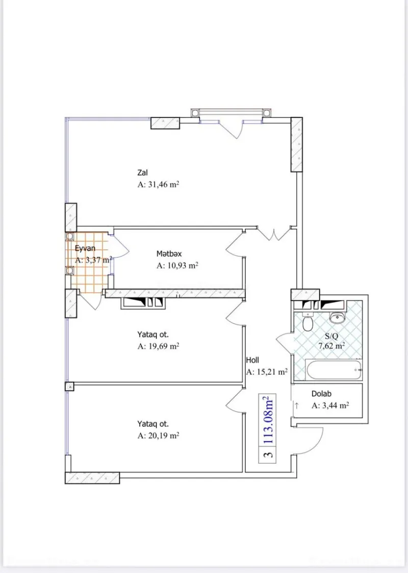 Satılır 3 otaqlı Mənzil Yeni tikili 115 m² 28 May m. - şəkil 2