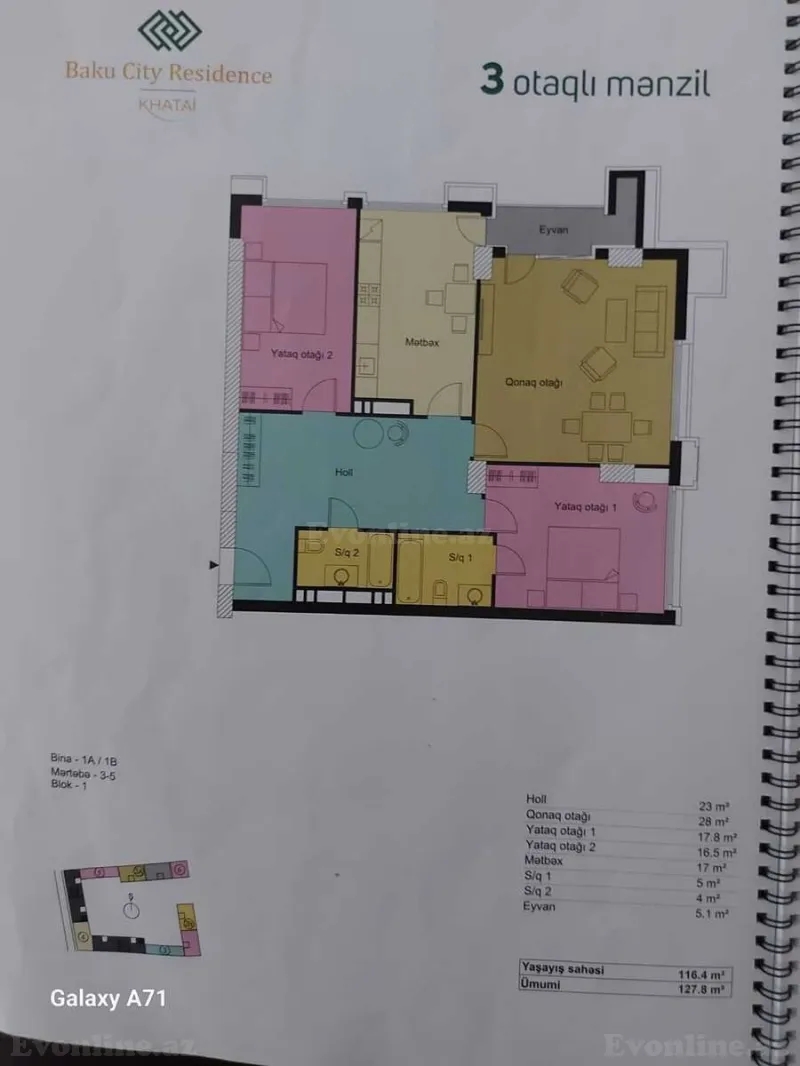 Satılır 3 otaqlı Mənzil Yeni tikili 126.5 m² Xətai m. - şəkil 2