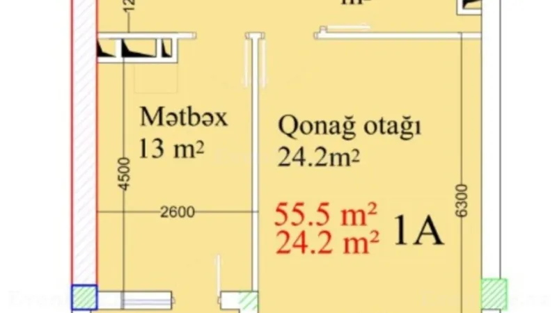 Satılır 1 otaqlı Mənzil Yeni tikili 56 m² Binəqədi - şəkil 2
