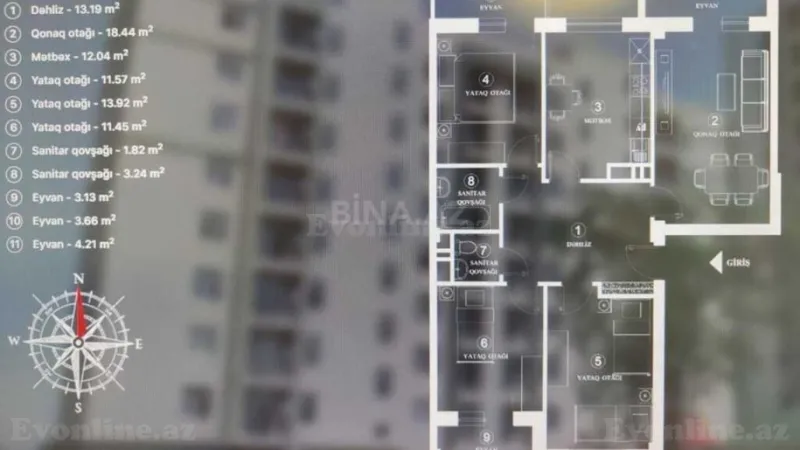 Satılır 4 otaqlı Mənzil Yeni tikili 110 m² Yasamal - şəkil 15