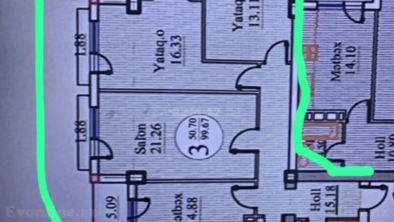 Satılır 3 otaqlı Mənzil Yeni tikili 100 m² 28 May m. - şəkil 5