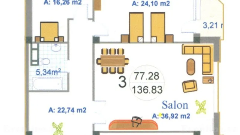 Satılır 3 otaqlı Mənzil Yeni tikili 137 m² İnşaatçılar m. - şəkil 6