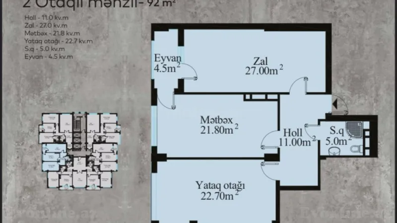 Satılır 2 otaqlı Mənzil Yeni tikili 92 m² 28 May m. - şəkil 3