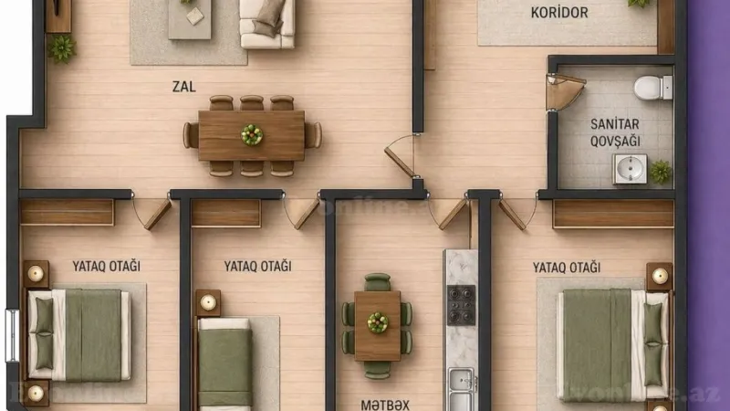 Satılır 4 otaqlı Mənzil Yeni tikili 197 m² Nəriman Nərimanov m. - şəkil 2