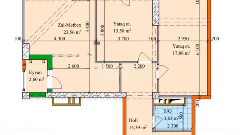 Satılır 3 otaqlı Mənzil Yeni tikili 76 m² 28 May m. - şəkil 2