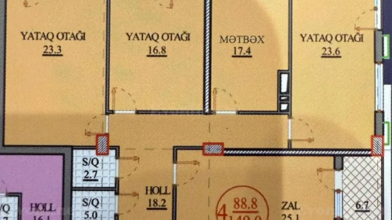Satılır 4 otaqlı Mənzil Yeni tikili 150 m² Gənclik m. - şəkil 2