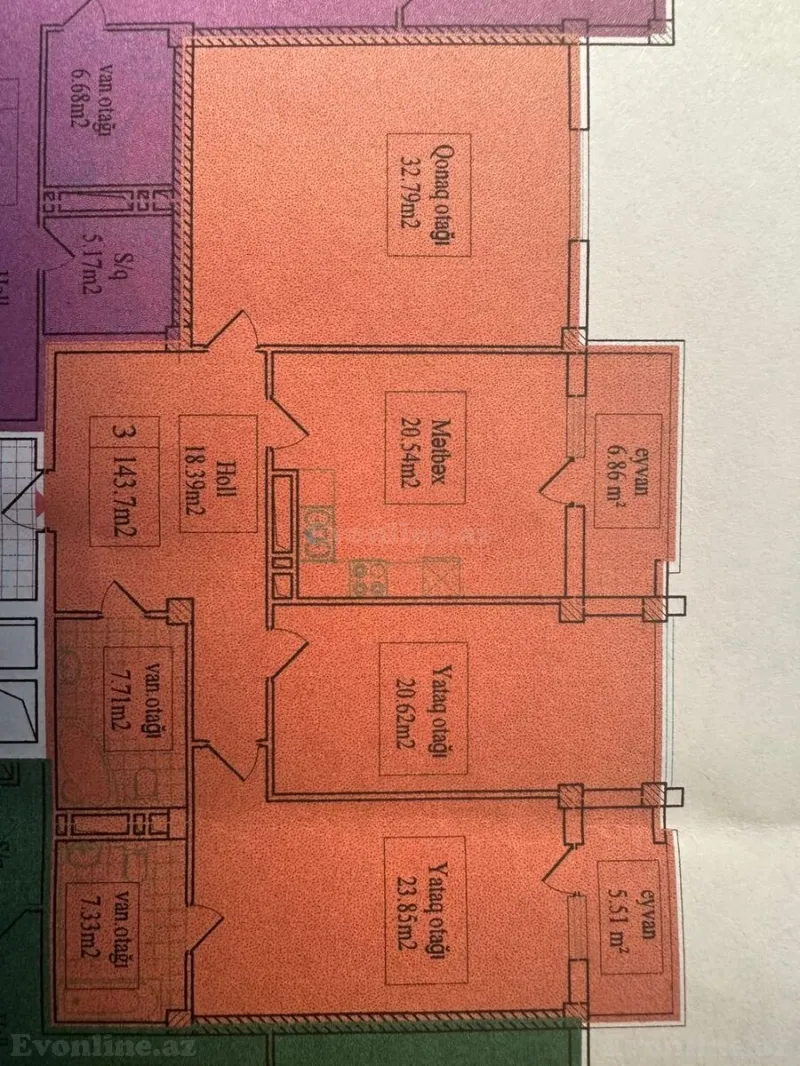 Satılır 3 otaqlı Mənzil Yeni tikili 143 m² Nəriman Nərimanov m. - şəkil 4