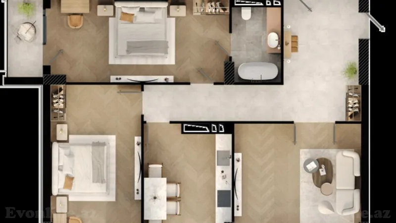 Satılır 3 otaqlı Mənzil Yeni tikili 146 m² Koroğlu m. - şəkil 3