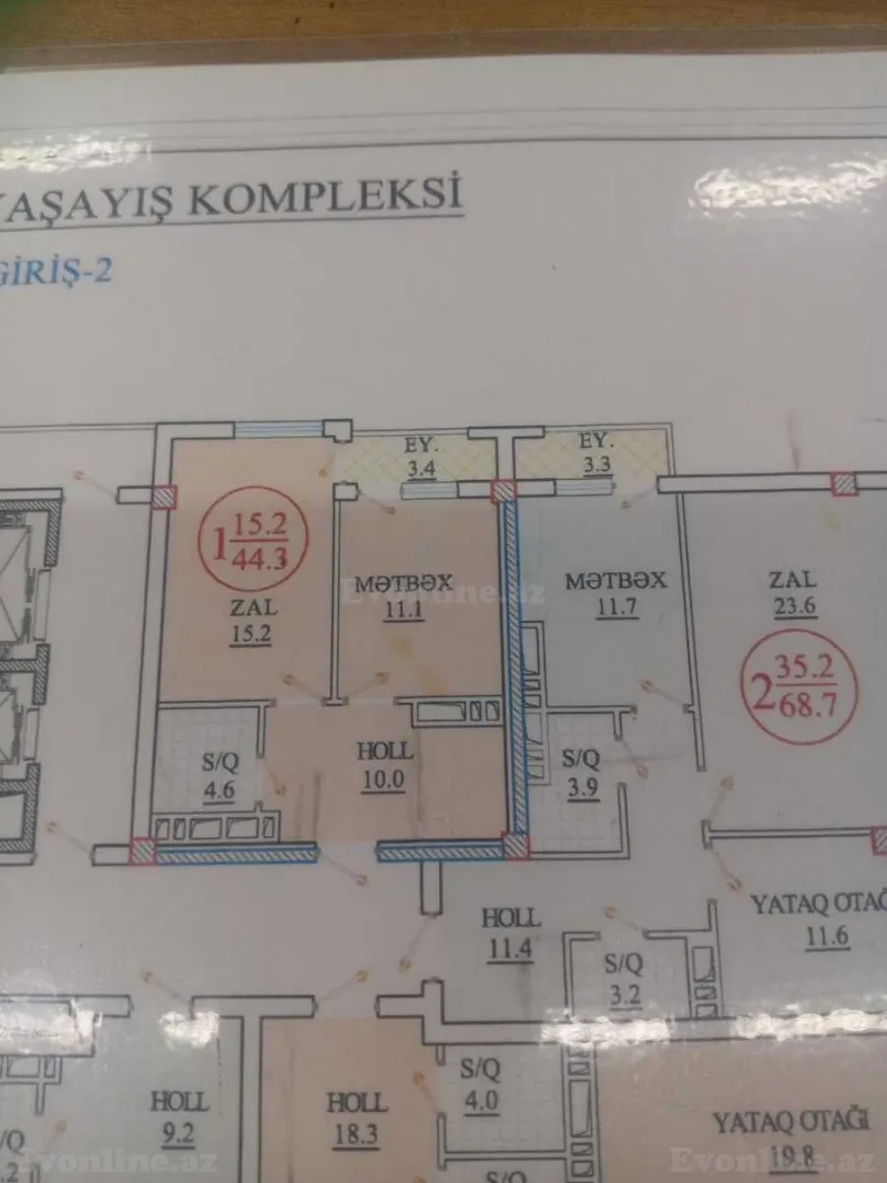 Satılır 1 otaqlı Mənzil Yeni tikili 44.3 m² Yasamal - şəkil 2