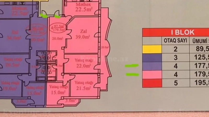 Satılır 4 otaqlı Mənzil Yeni tikili 177.5 m² Xətai m. - şəkil 2