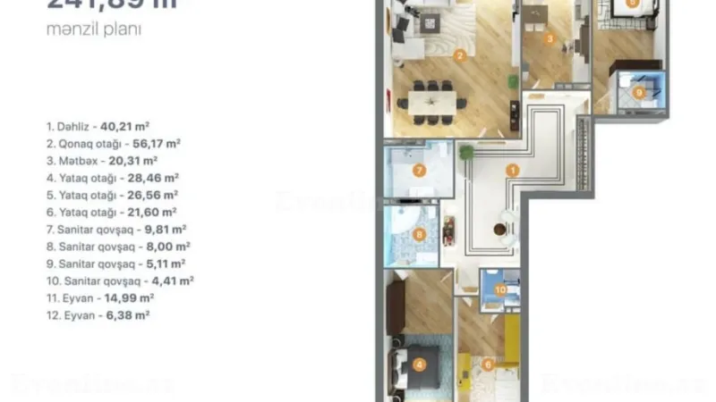 Satılır 4 otaqlı Mənzil Yeni tikili 242 m² 28 May m. - şəkil 3