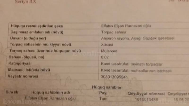 Satılır Torpaq 3 sot Qaradağ r. - şəkil 2