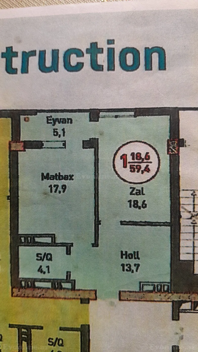 Satılır 1 otaqlı Mənzil Yeni tikili 60 m² 9-cu mikrorayon - şəkil 2