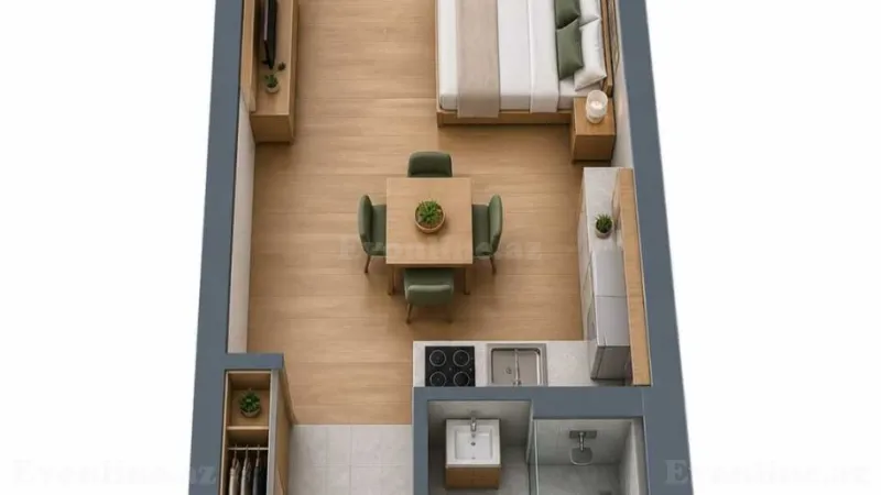 Satılır 1 otaqlı Mənzil Yeni tikili 59 m² Sabunçu r. - şəkil 2