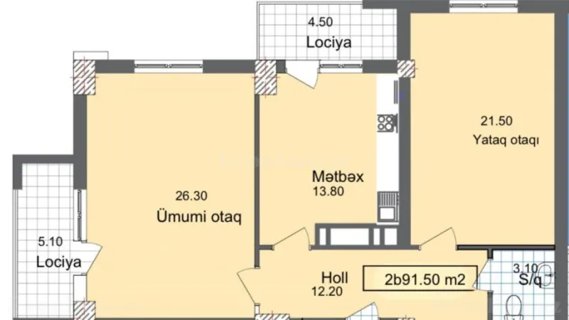 Satılır 3 otaqlı Mənzil Yeni tikili 92 m² Azadlıq prospekti m. - şəkil 2