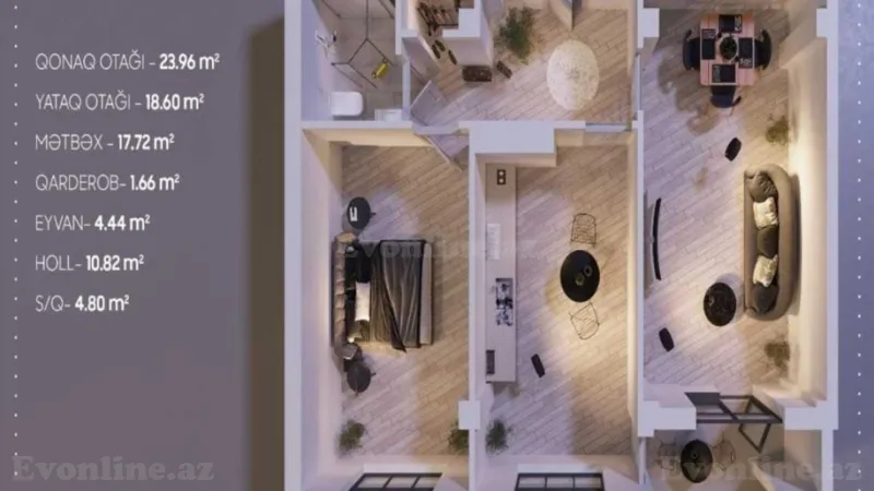 2 otaqlı Mənzil 82 m² Həzi Aslanov Satılır