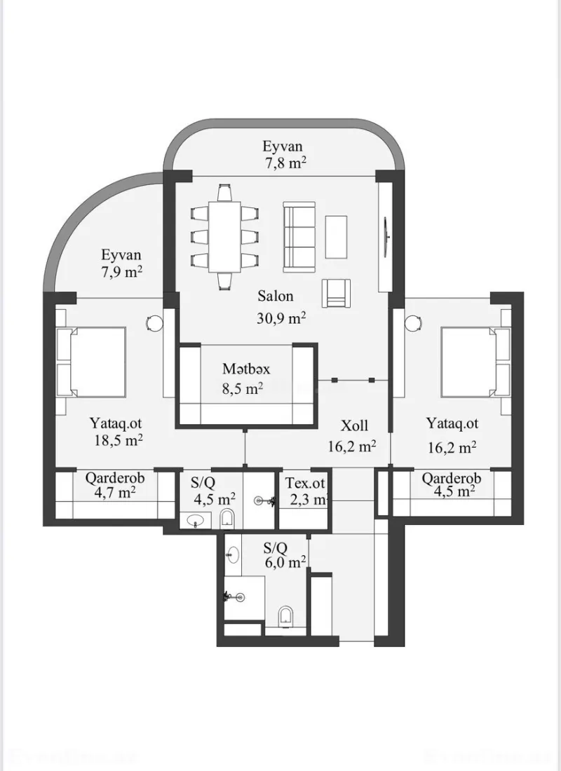 Satılır 3 otaqlı Mənzil Yeni tikili 115 m² Yasamal - şəkil 11