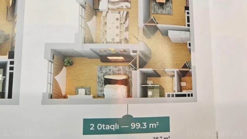 Satılır 2 otaqlı Mənzil Yeni tikili 99.3 m² Bayıl - şəkil 3