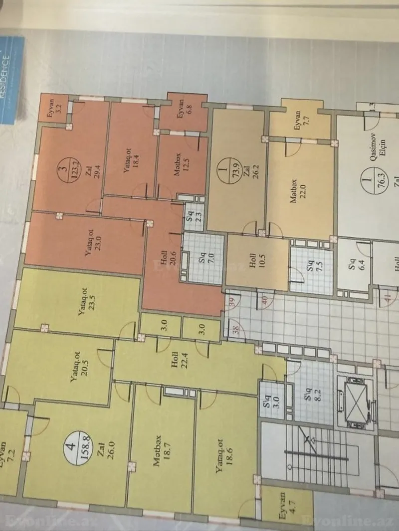 Satılır 4 otaqlı Mənzil Yeni tikili 158.8 m² 8 Noyabr m. - şəkil 2