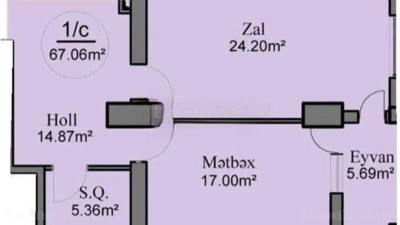Satılır 2 otaqlı Mənzil Yeni tikili 68 m² Nəriman Nərimanov m. - şəkil 5