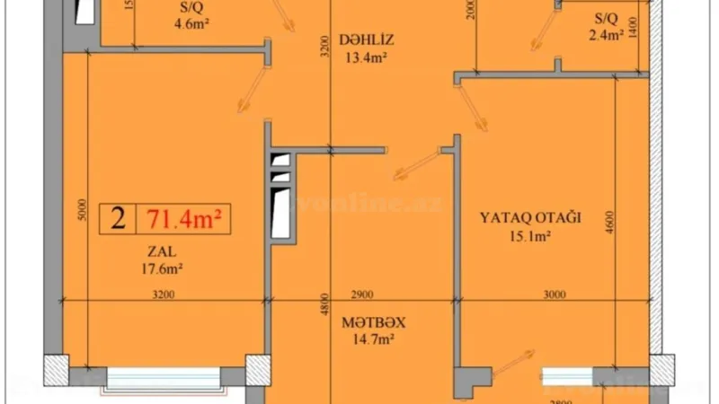 Satılır 2 otaqlı Mənzil Yeni tikili 71.4 m² Suraxanı r. - şəkil 3