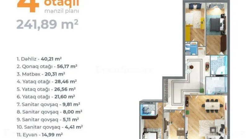 Satılır 4 otaqlı Mənzil Yeni tikili 245.5 m² 28 May m. - şəkil 3