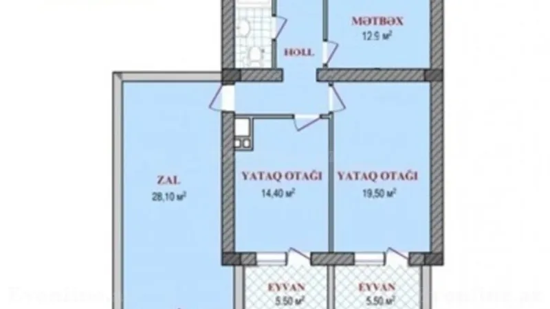 Satılır 2 otaqlı Mənzil Yeni tikili 96.6 m² Gənclik m. - şəkil 2