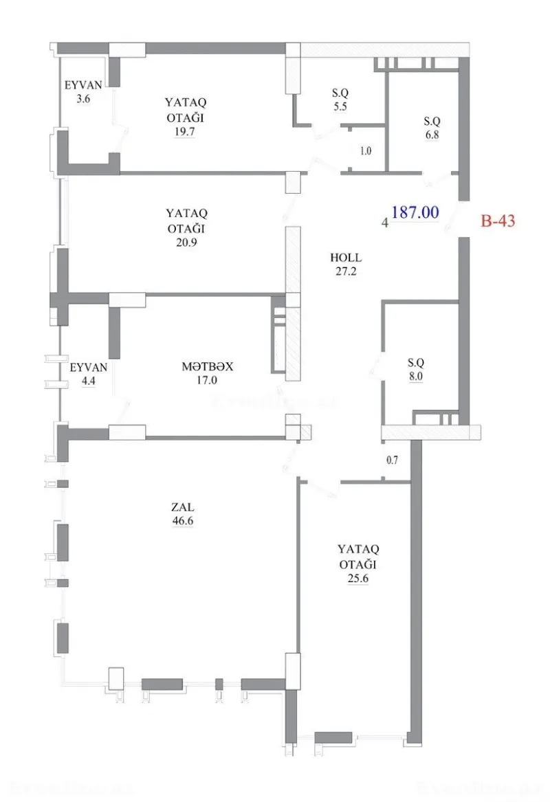 Satılır 4 otaqlı Mənzil Yeni tikili 187 m² Yasamal - şəkil 3