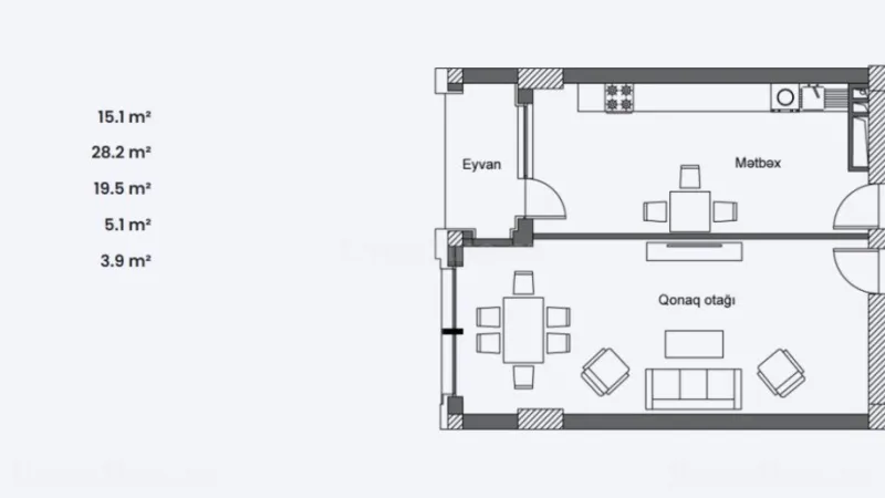 Satılır 2 otaqlı Mənzil Yeni tikili 79.3 m² Koroğlu m. - şəkil 3