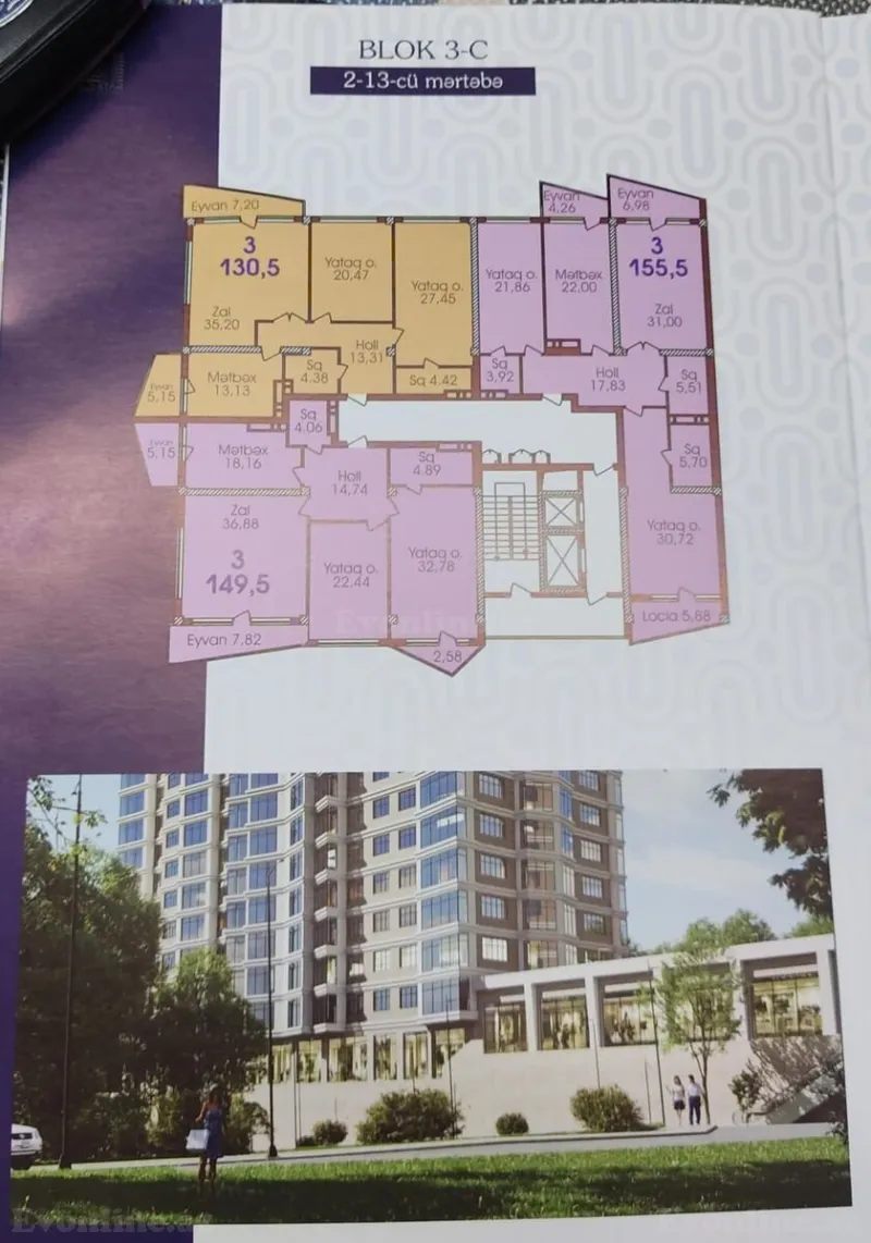 Satılır 3 otaqlı Mənzil Yeni tikili 130.5 m² Nizami m. - şəkil 7