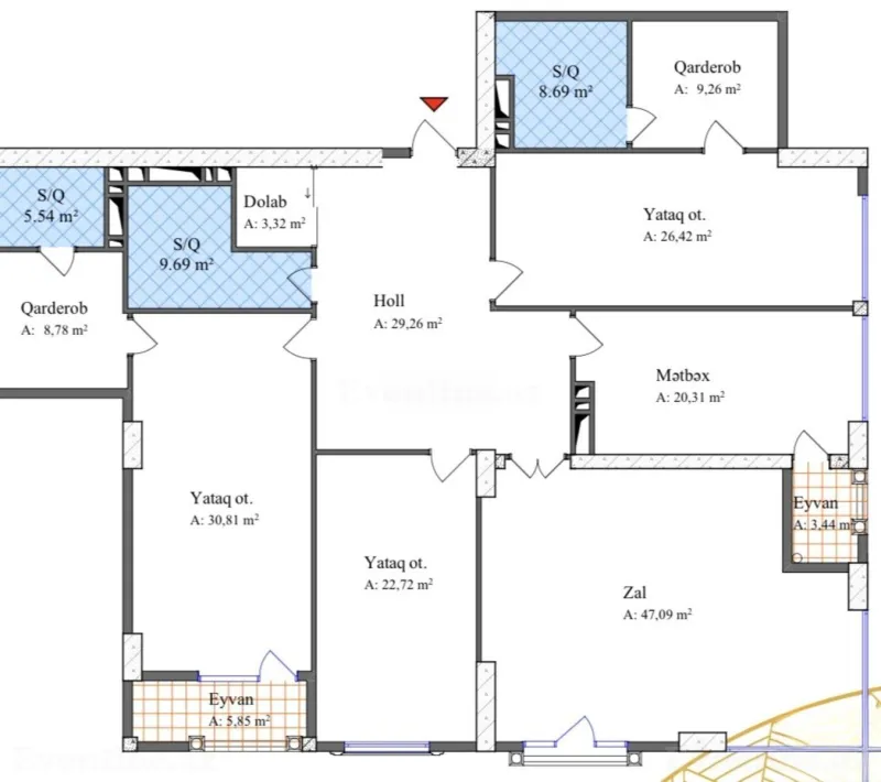 Satılır 4 otaqlı Mənzil Yeni tikili 231 m² Nərimanov r. - şəkil 2