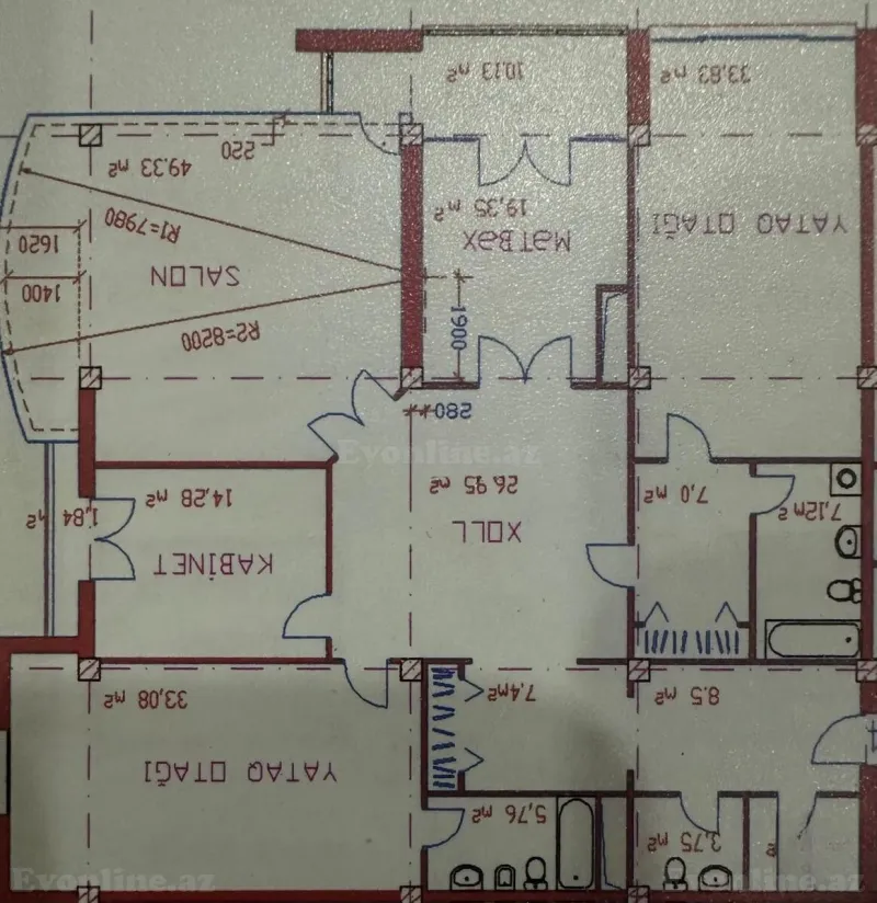 Satılır 4 otaqlı Mənzil Yeni tikili 255 m² 28 May m. - şəkil 13