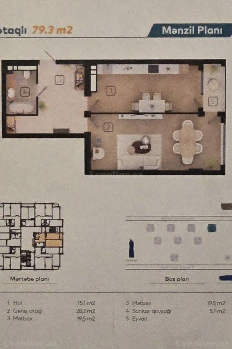 Satılır 2 otaqlı Mənzil Yeni tikili 80 m² Nizami r. - şəkil 3